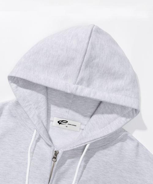 Two-Way Hooded Zip-Up in White Melange
