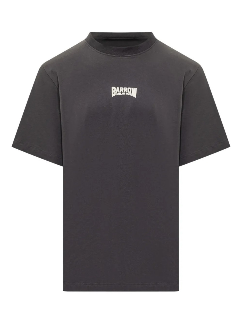 Black Crewneck Logo Print T-Shirt