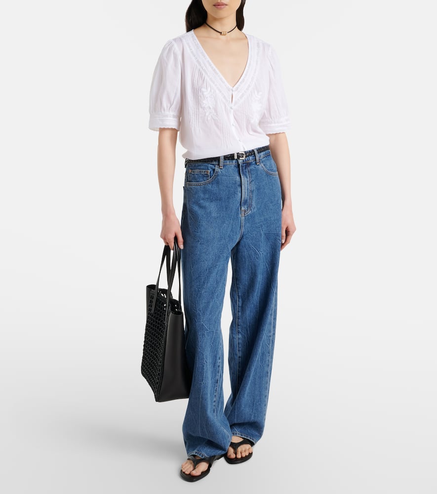 Mavis lace-trimmed cotton blouse