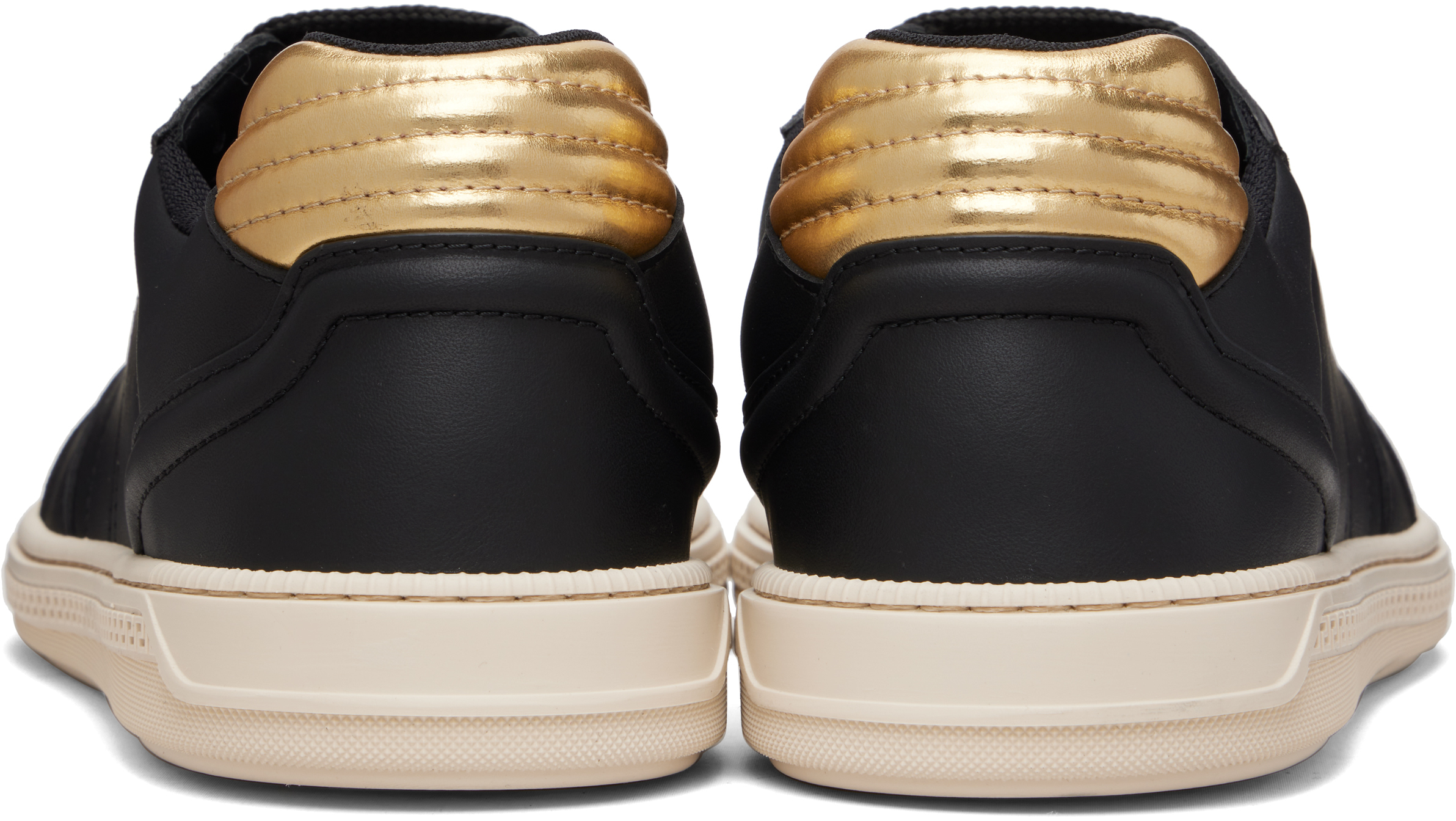 Black Greca Court Faux-Leather Sneakers