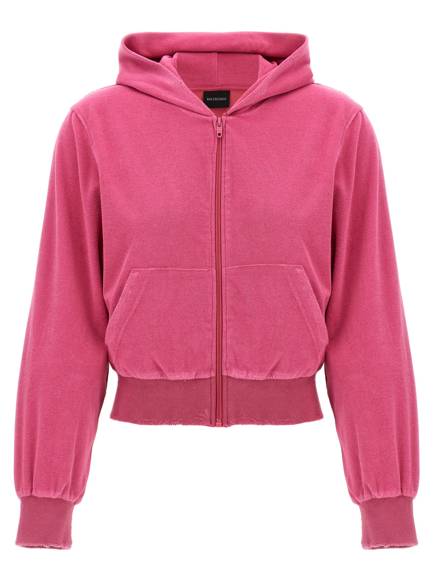 -Rhinestone Logo Hoodie Felpe Fucsia-Donna
