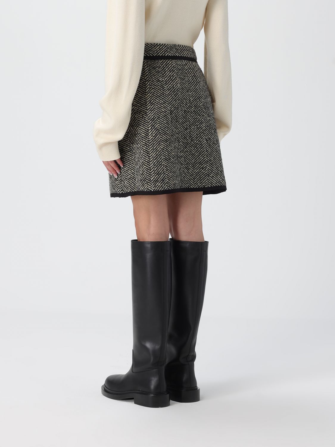 Herringbone-patterned mini skirt - Green