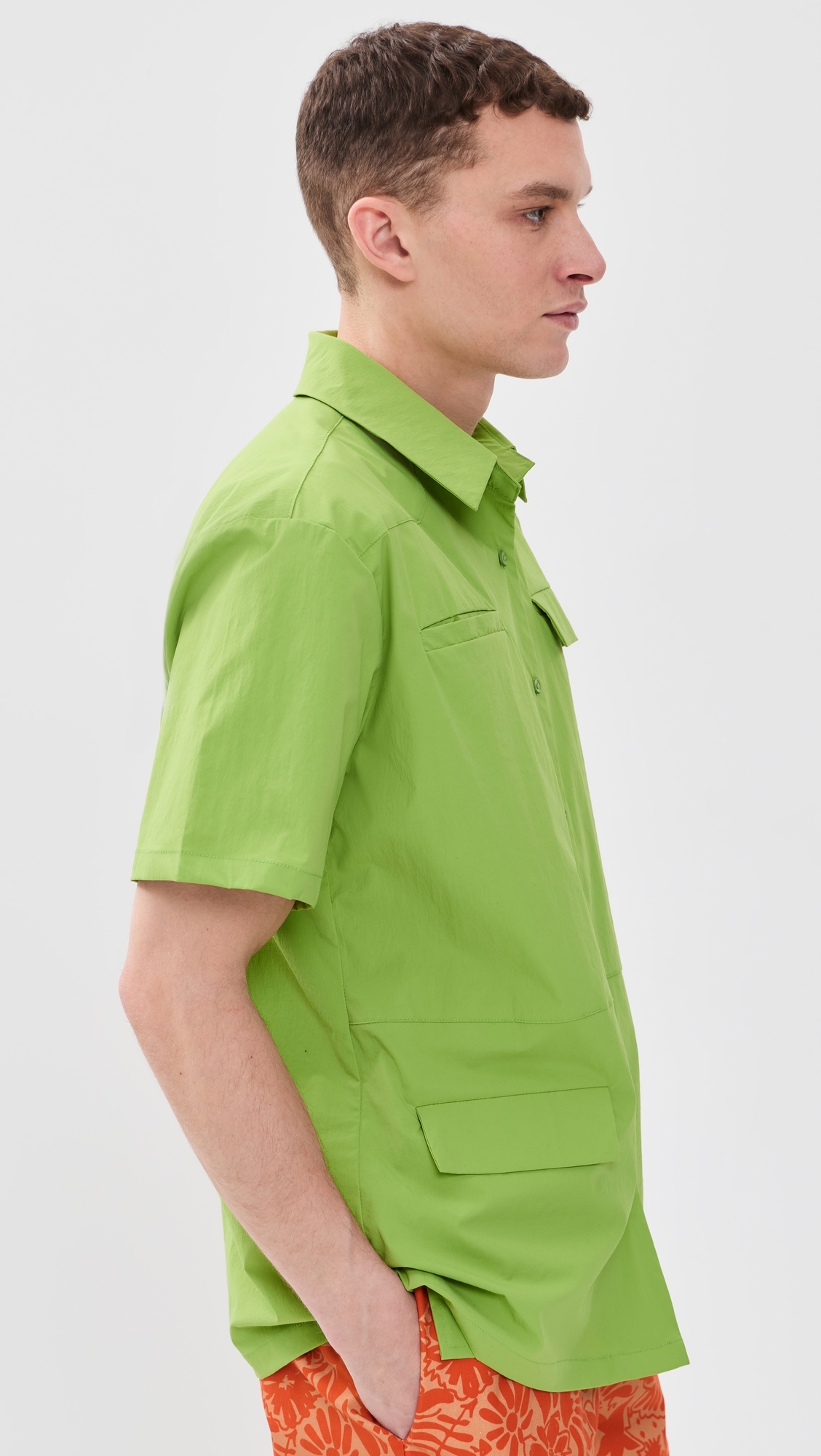 Bradley Nylon Camp Shirt Army Green