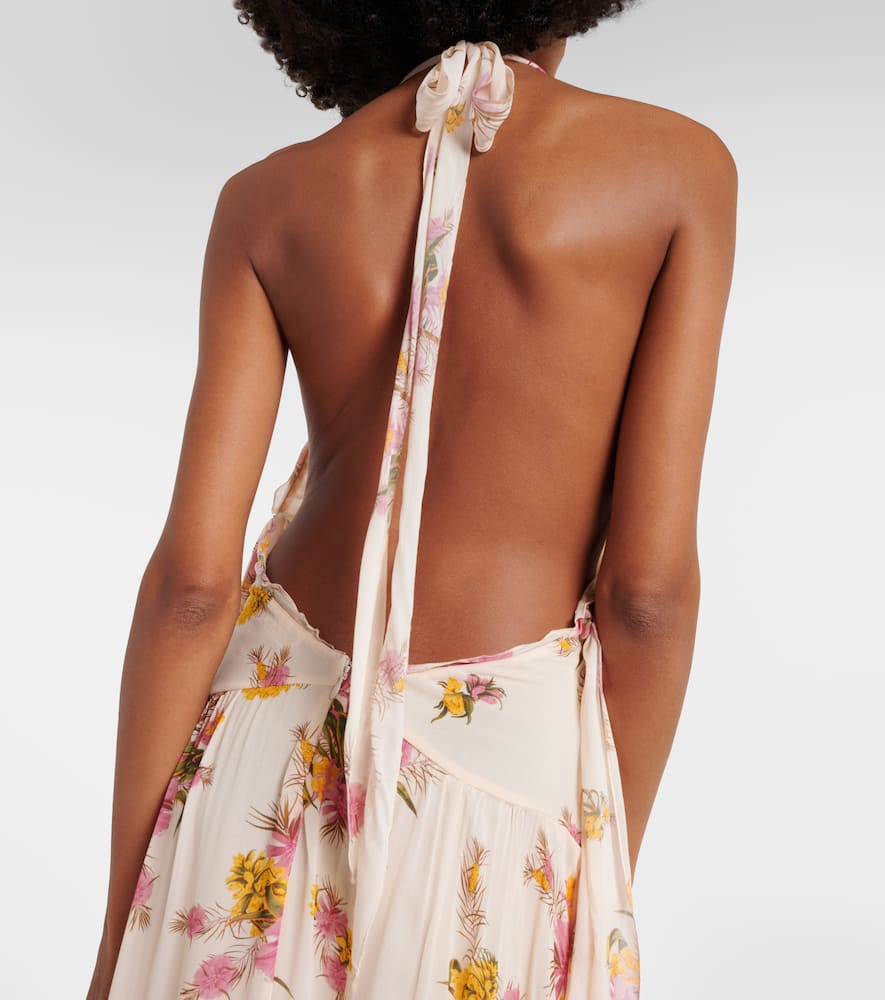Floral ruffled georgette gown