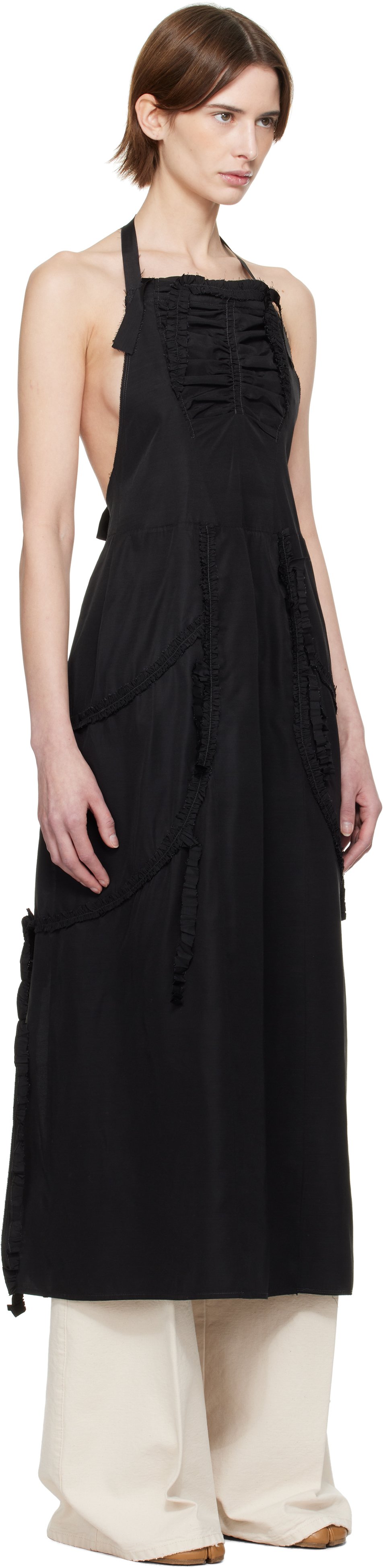 Maison Margiela Black Apron Midi Dress