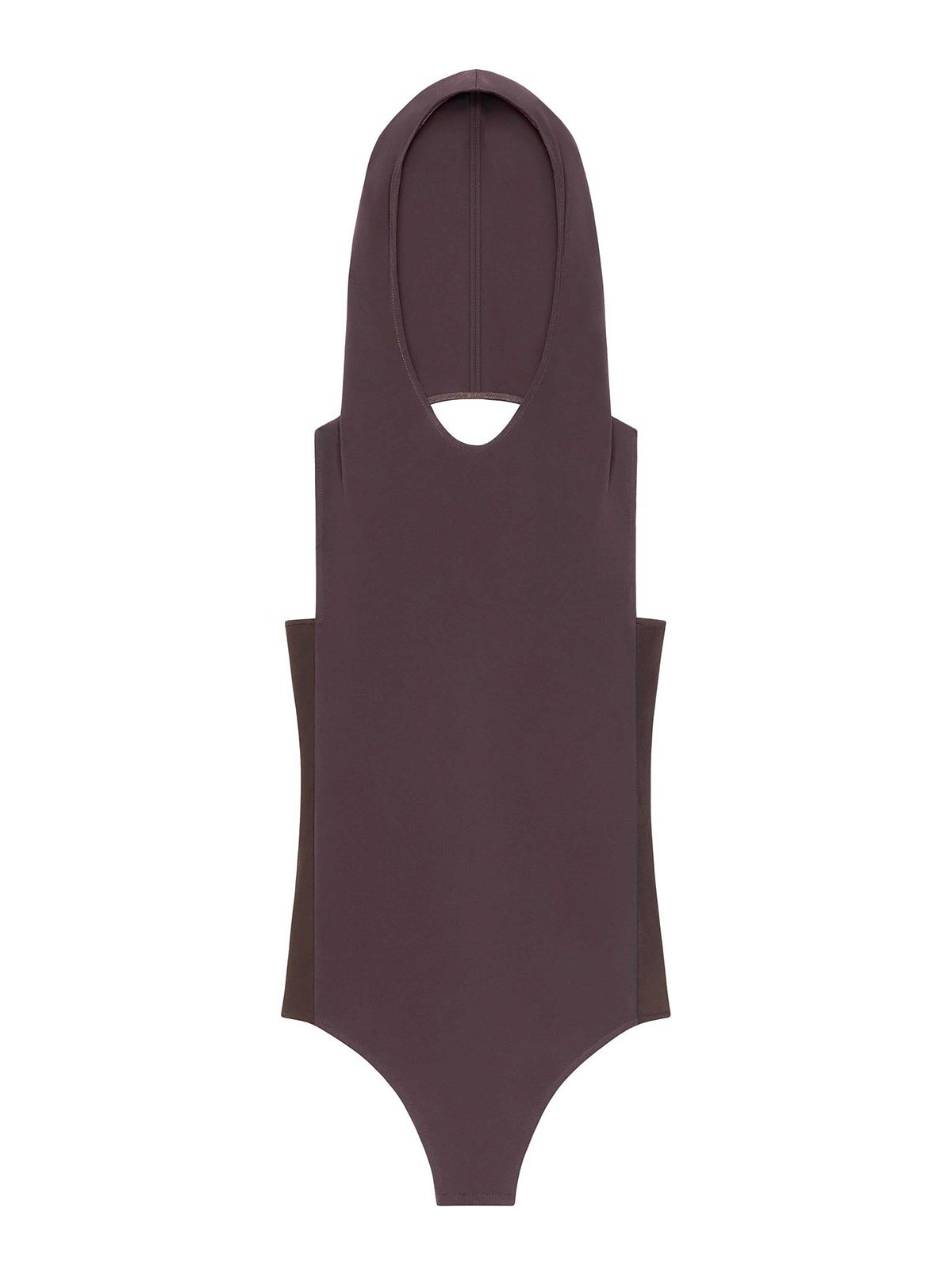 Dark Brown Illusion Hooded Bodysuit
