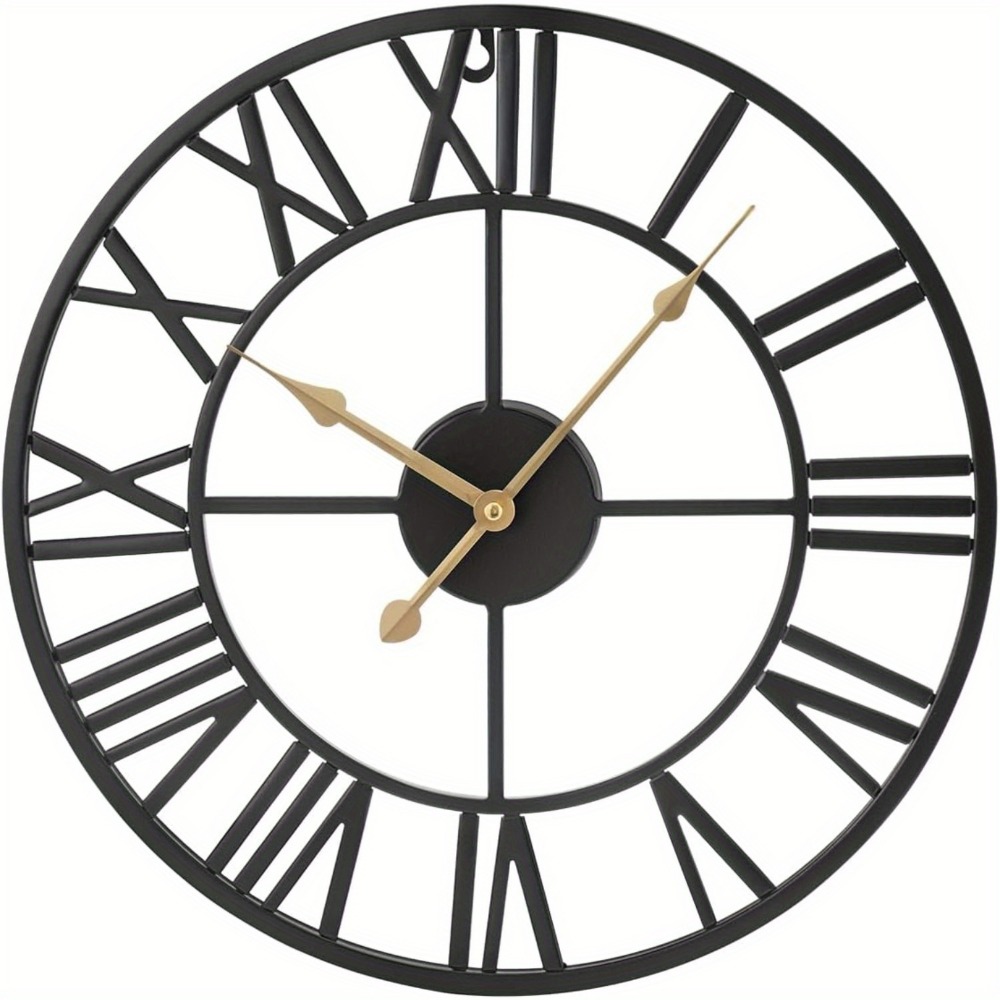 TEMU Roman Wall Clock Metal Large Wall Clocks For Living Room Vintage Clocks For Bedrooms Kitchen Home Accessories Silent Non-ticking Cafe Hote