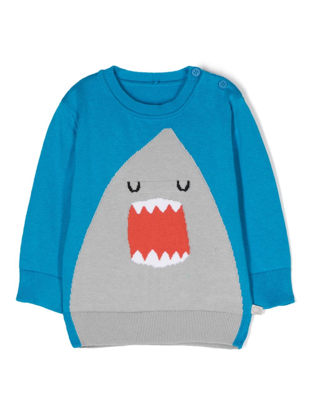 Shark-motif knitted jumper - Blue