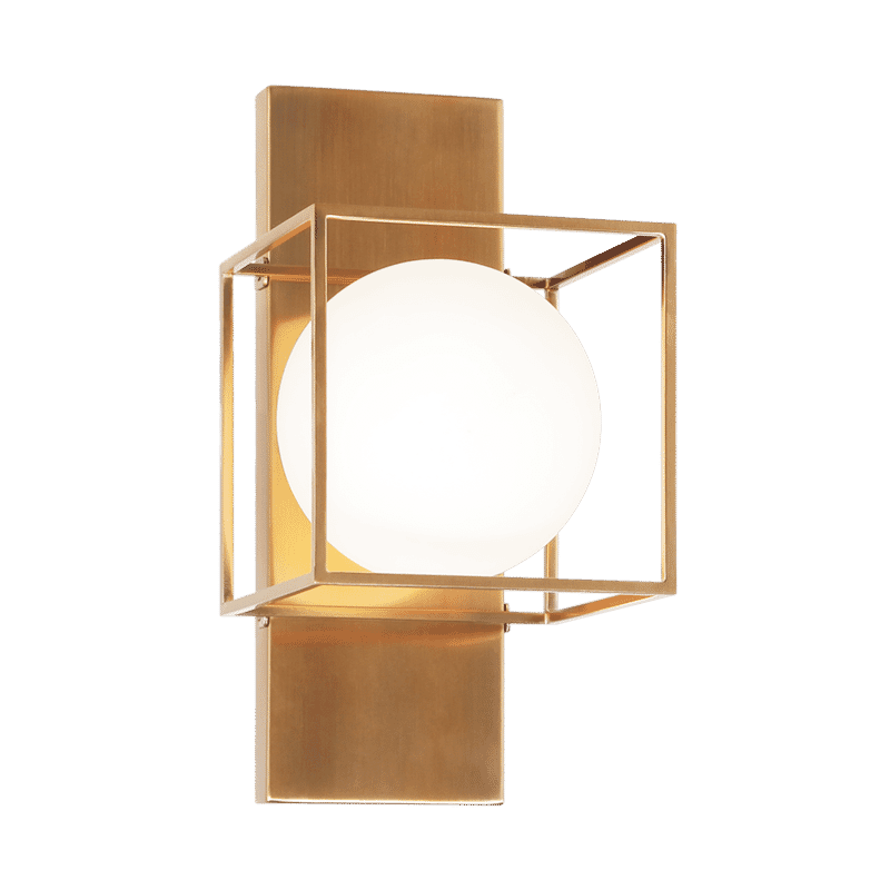 Aged Gold Brass One Light Wall Sconce from the Squircle Collection