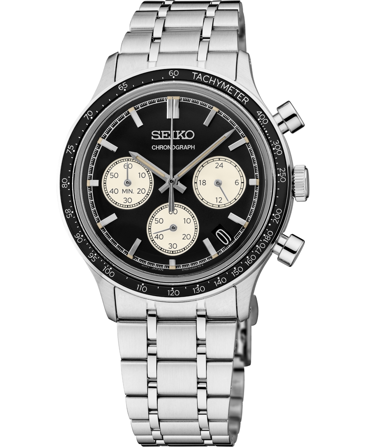 Men's Essentials Silver Stainless Steel Bracelet Watch, 38.7mm - Black