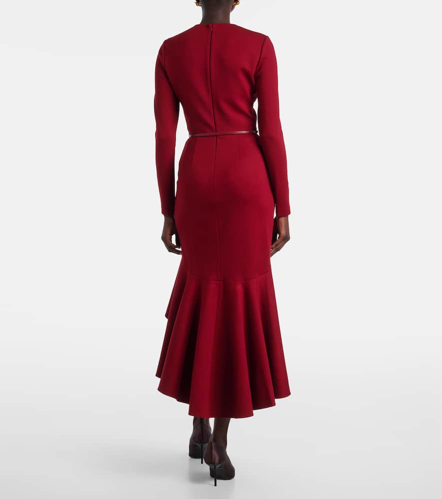 Belted tiered midi dress