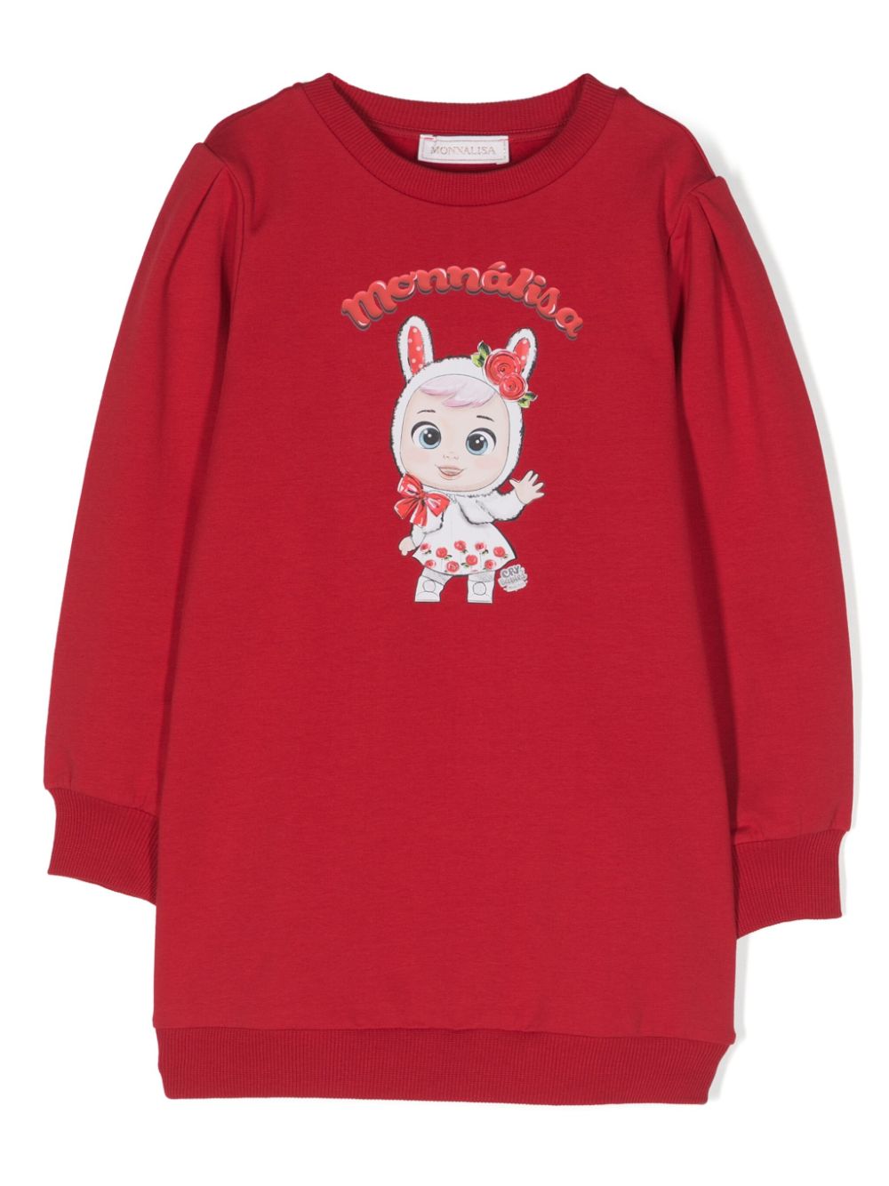 Graphic-print cotton sweater dress - Red