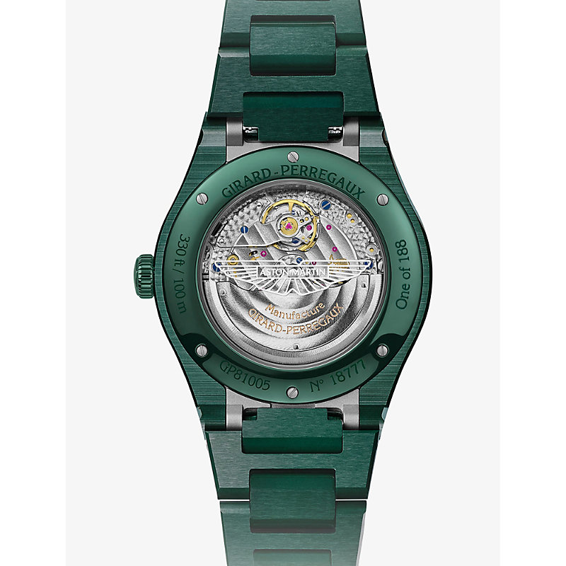 Mens Green 81005-32-3080-1CX Laureato Aston Martin Ceramic Automatic Watch 
