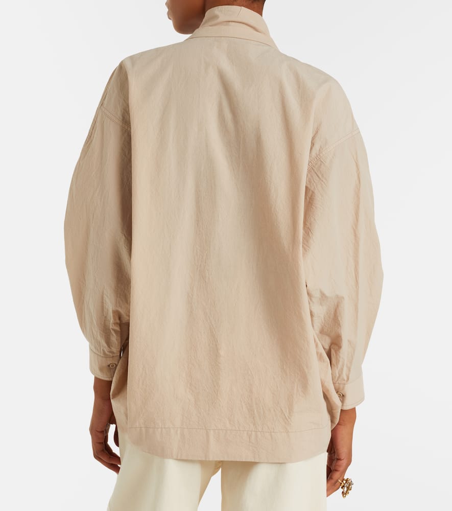 Tie-neck cotton crêpe blouse