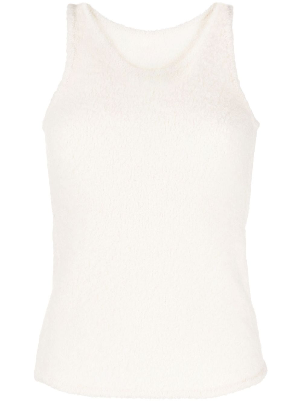 Sleeveless fleece knitted top - White