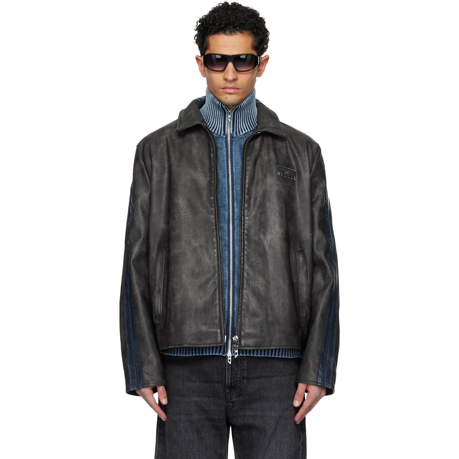 Black J-Hole Faux-Leather Jacket