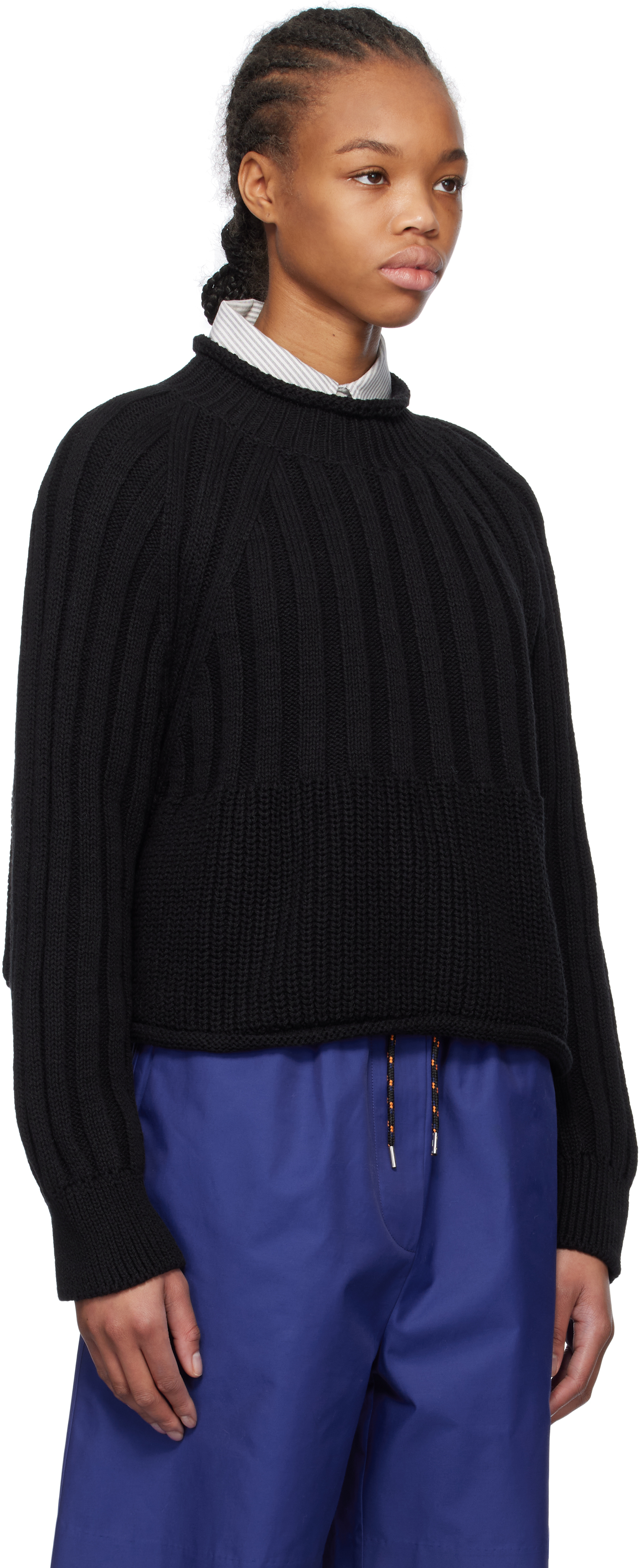 Cordera Black Ribbed Cotton Sweater