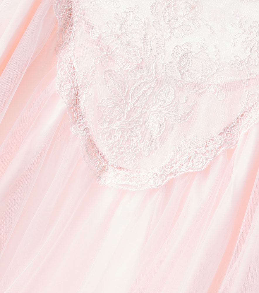Lace-trimmed tulle dress