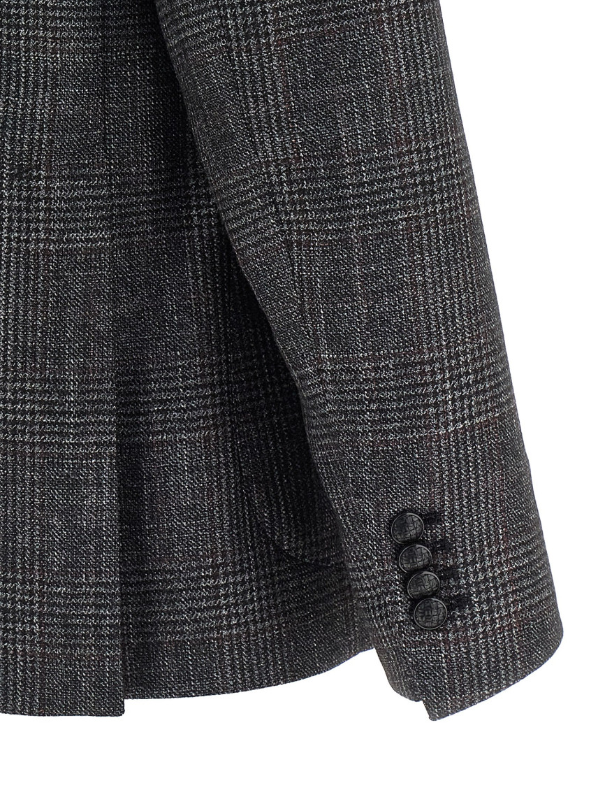 Check Patterned Blazer Gray