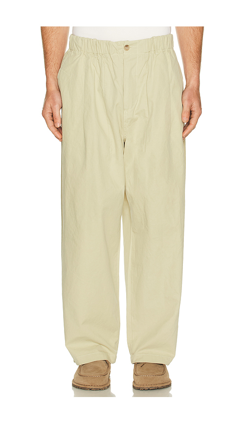 KAPPY DESIGN Pintuck Wide Chino Pants in Beige