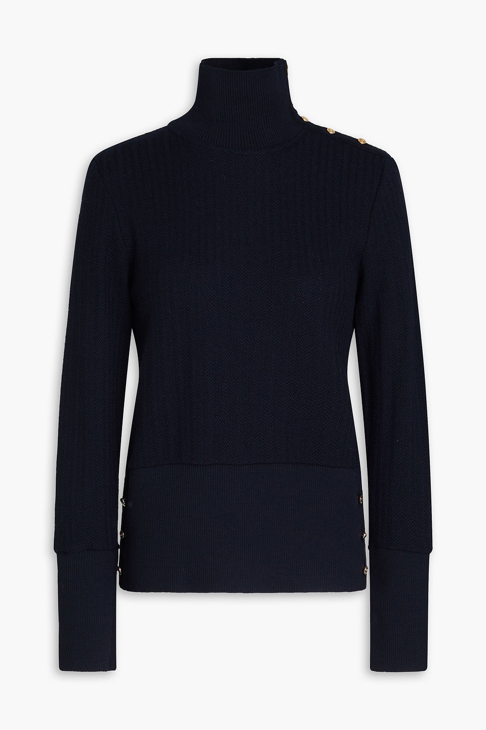 Herringbone wool turtleneck sweater