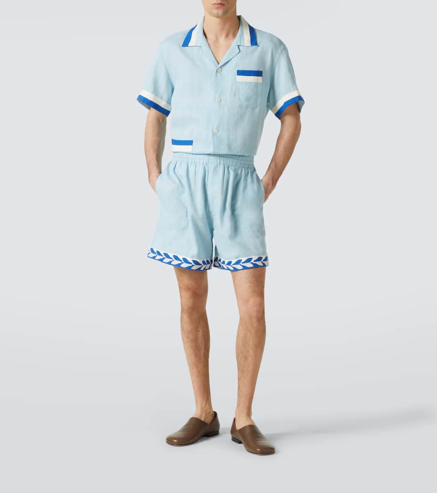Bode Seedling Stripe linen Bermuda shorts