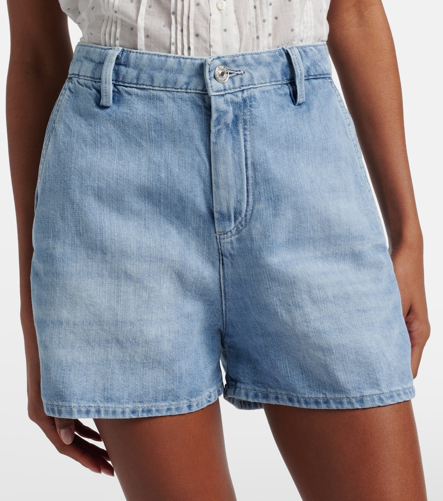 Cotton and linen denim shorts