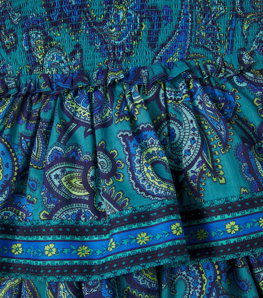 Paisley shirred cotton dress