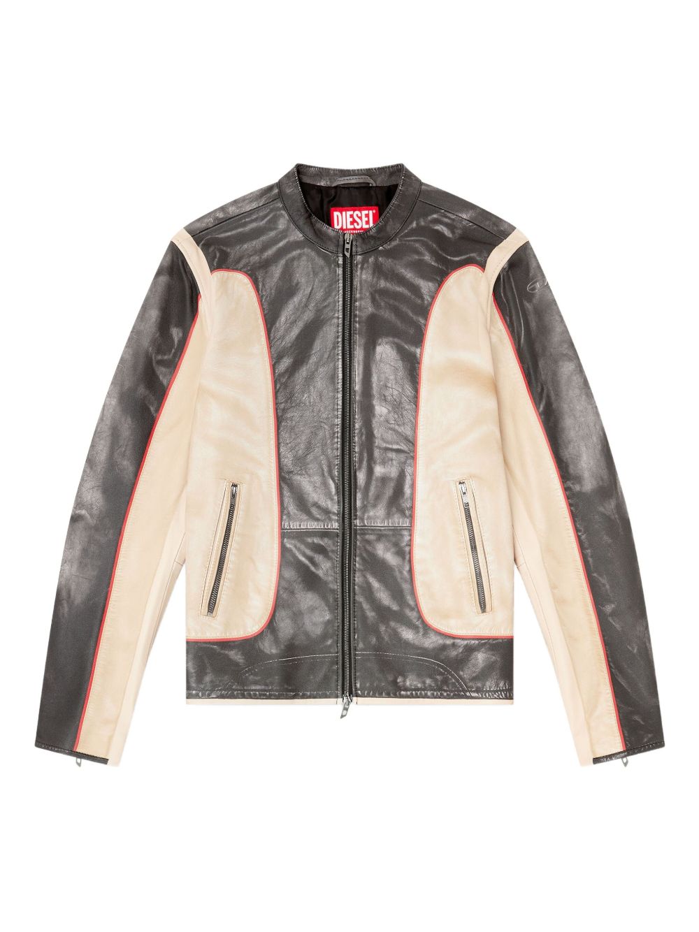 L-Evert leather biker jacket - Neutrals
