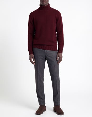 Man Turtleneck Burgundy Size 36 Merino Wool