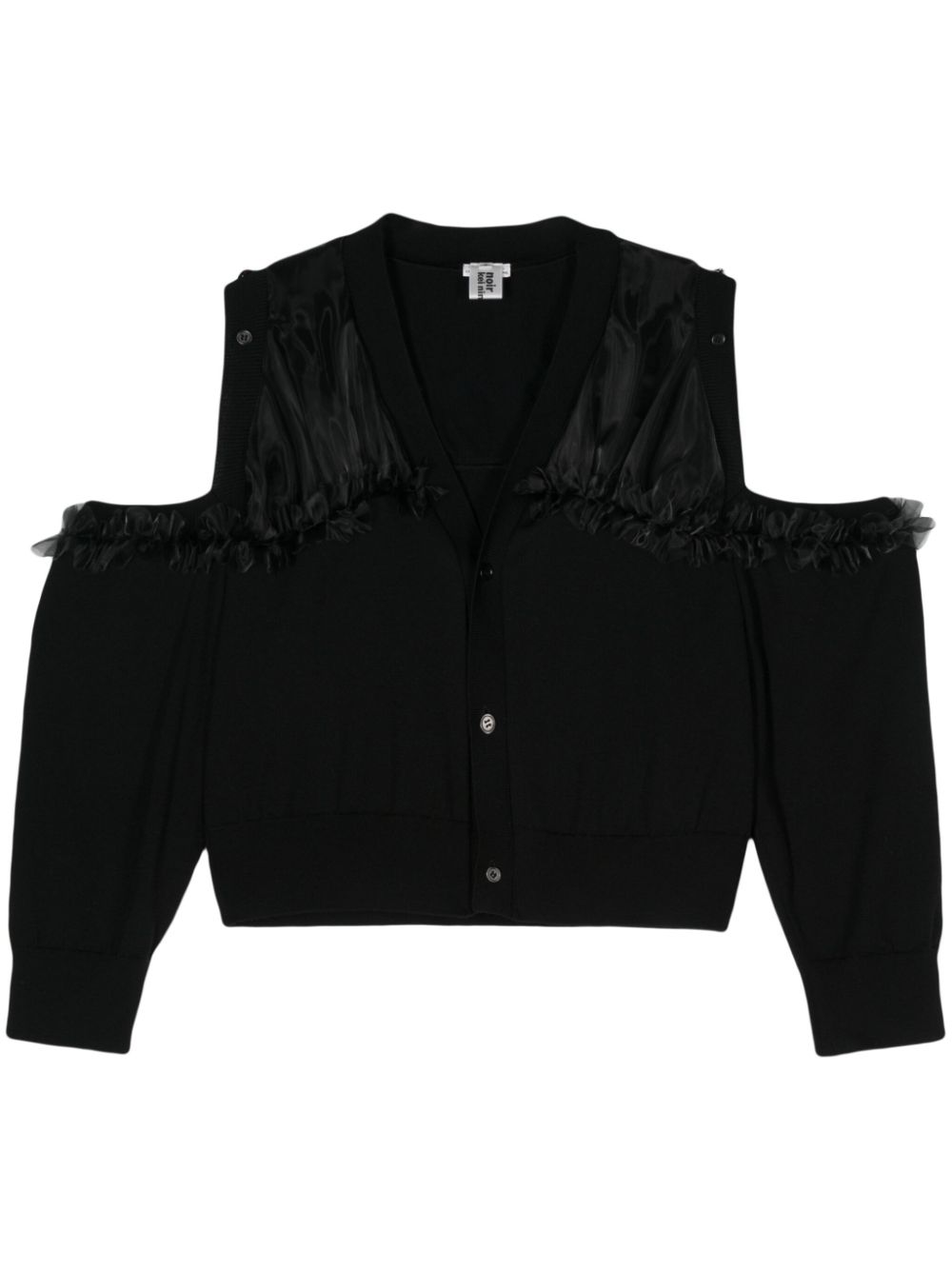 Ruffle-detail wool cardigan - Black