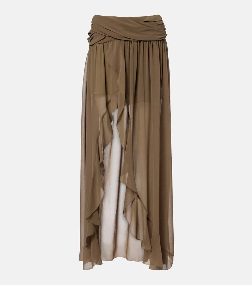 Asymmetric draped maxi skirt