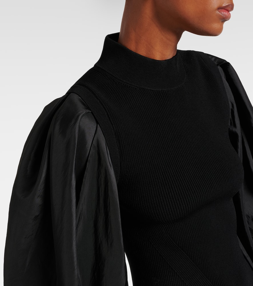 Jackie taffeta-trimmed knitted top