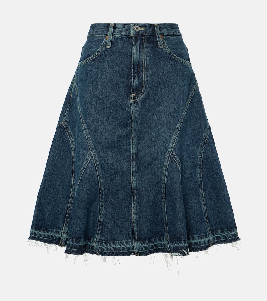 Re/Done Pleated denim midi skirt