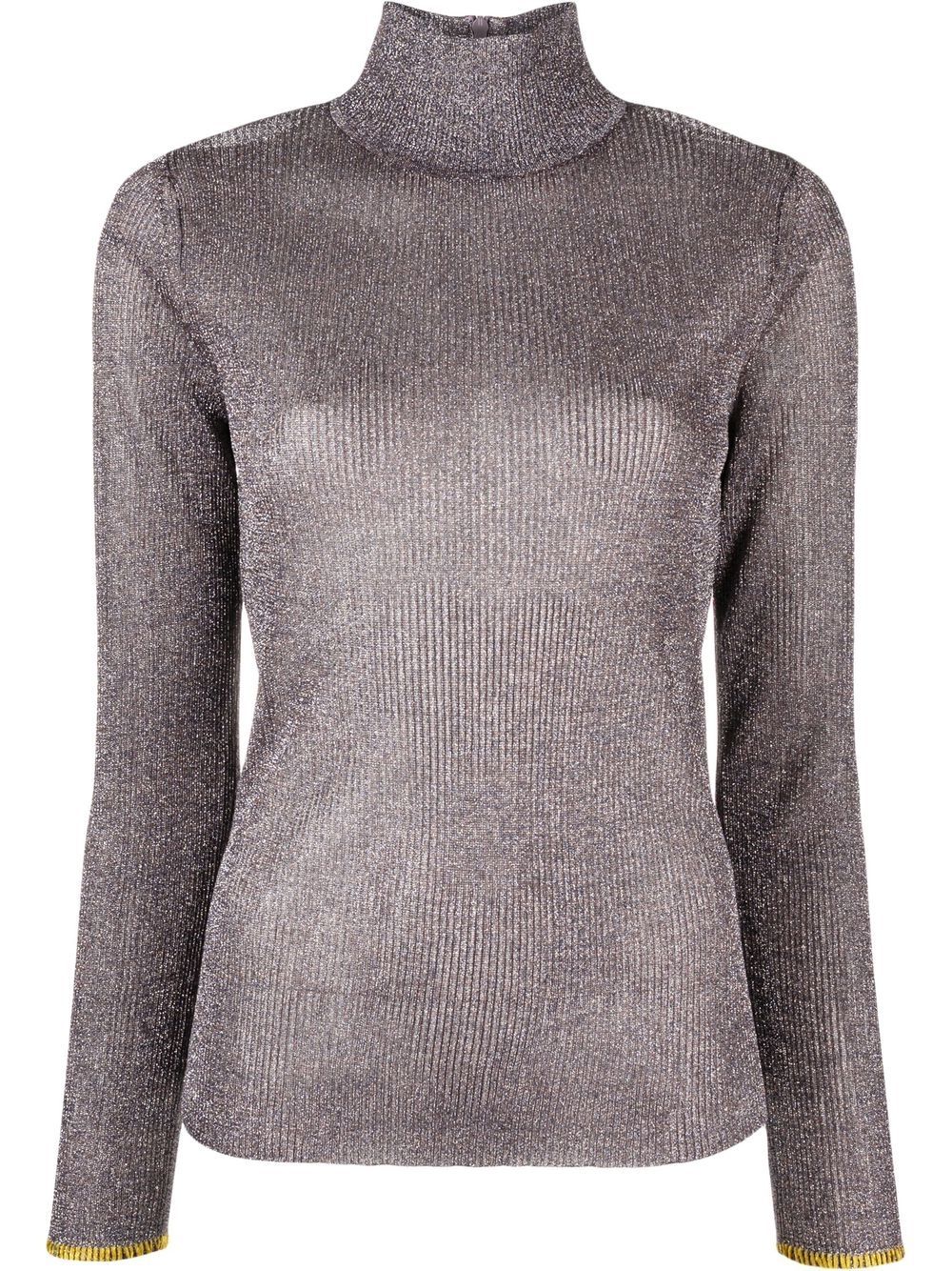 Metallic-effect high neck jumper - Silver