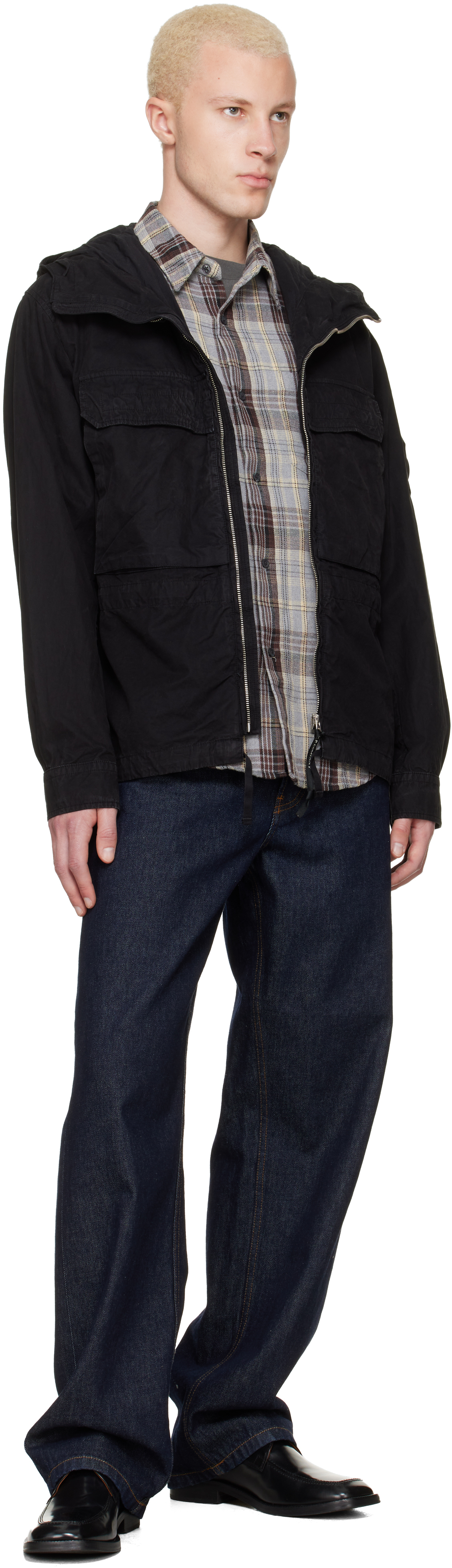 Black Micro-Reps Hooded Lens Overshirt