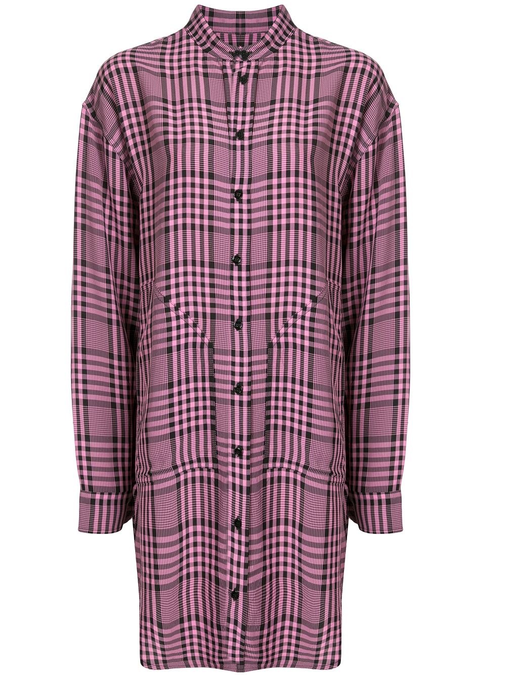 Asymmetric hem checked shirt - Pink