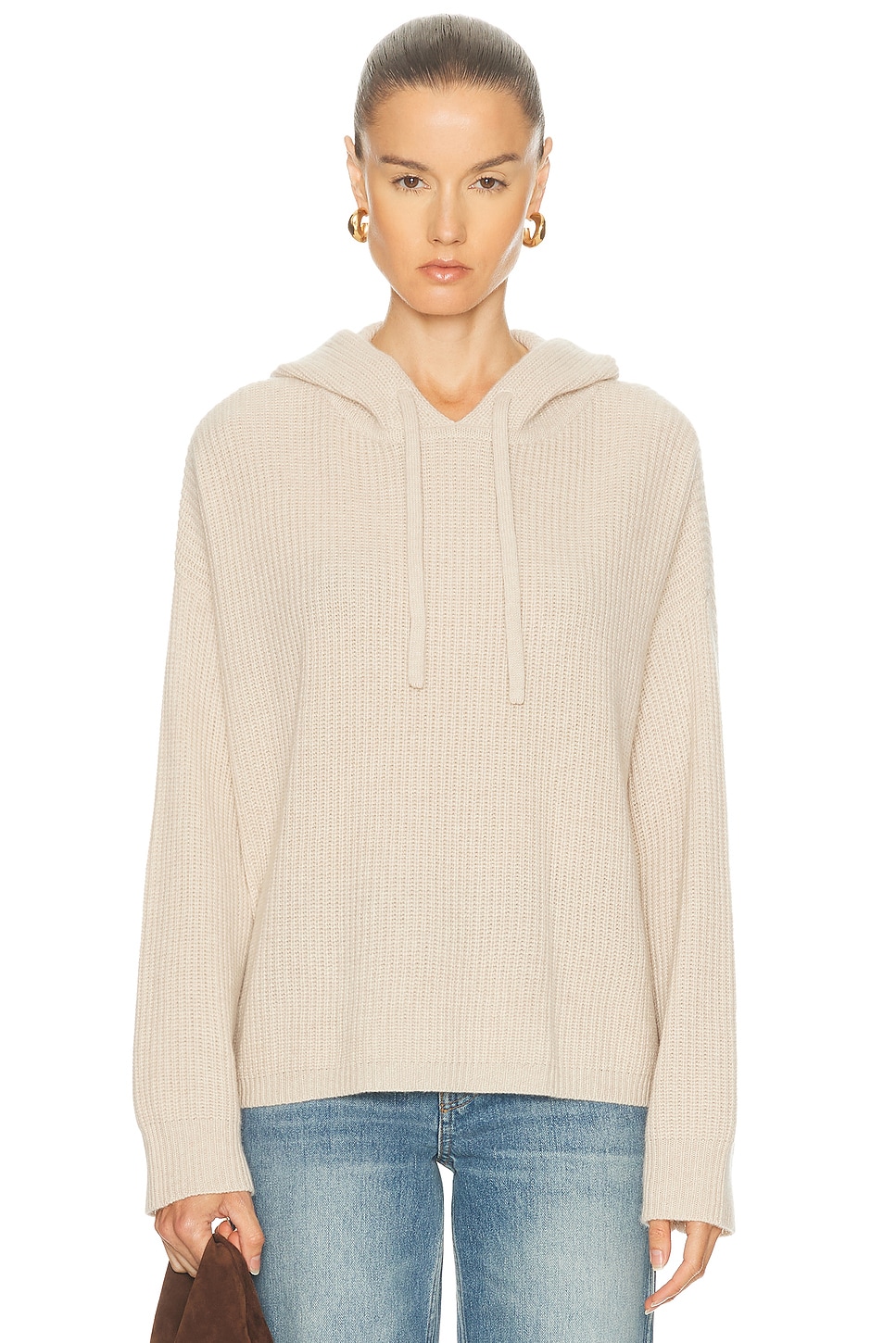 Jenni Kayne Cashmere Fisherman Hoodie in Oatmeal - Beige. XS also in S, M