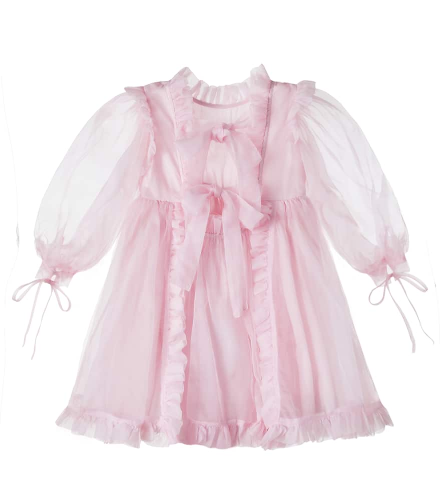 Bow-detail silk organza dress