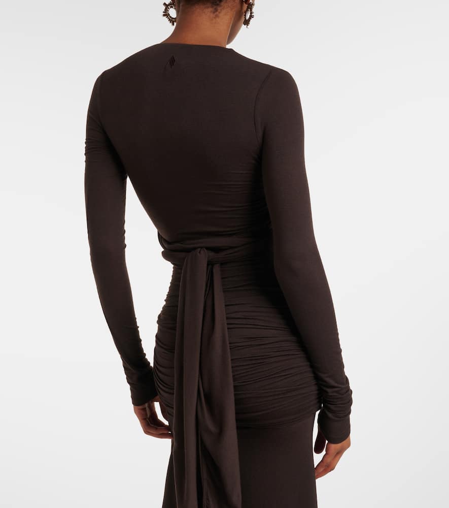 Sheer embroidered tulle midi dress