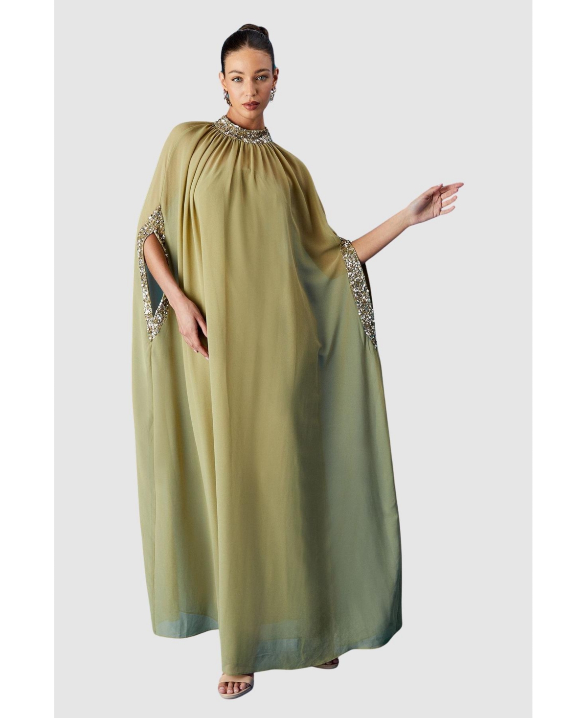 Women's Muse Chiffon Cape Dress - Chartreuse