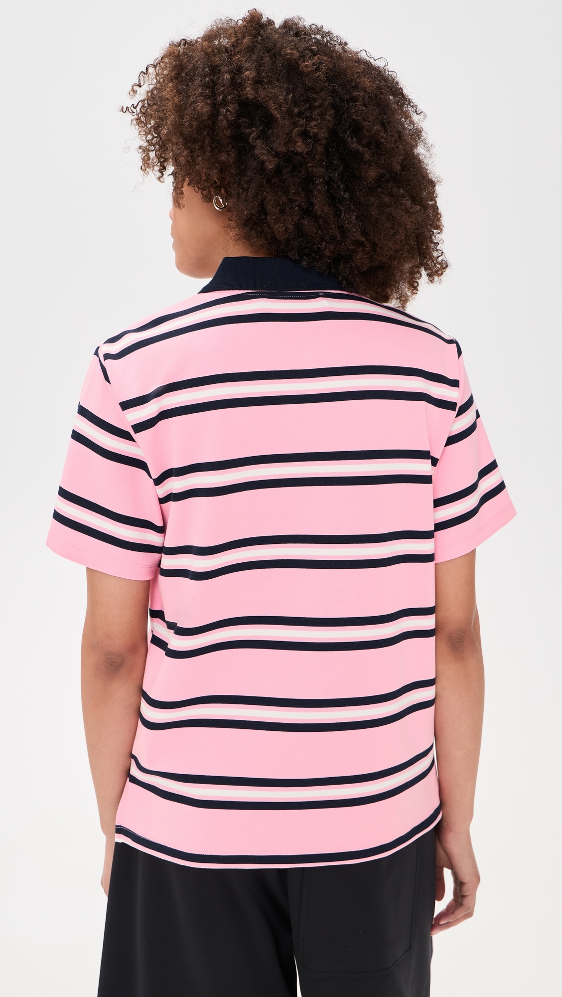 Stripe Short Sleeve Knit Top Pink