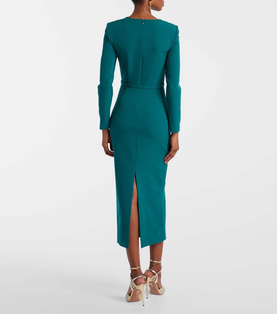 Belted crêpe midi dress