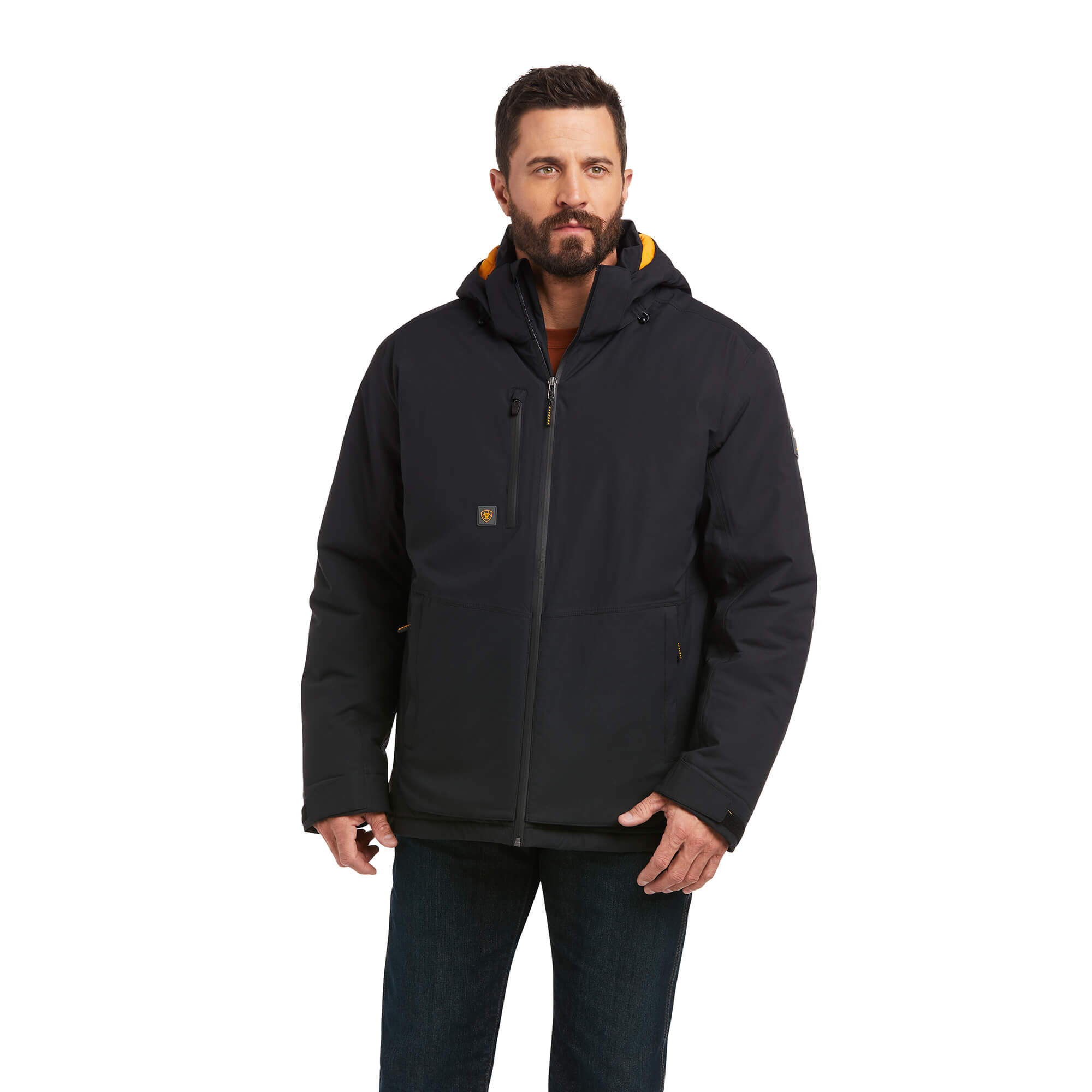 Men's Rebar Storm Fighter 2.0 Waterproof Jacket Long Sleeve in Black