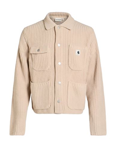 Man Cardigan Camel Size L Acrylic, Wool, Nylon