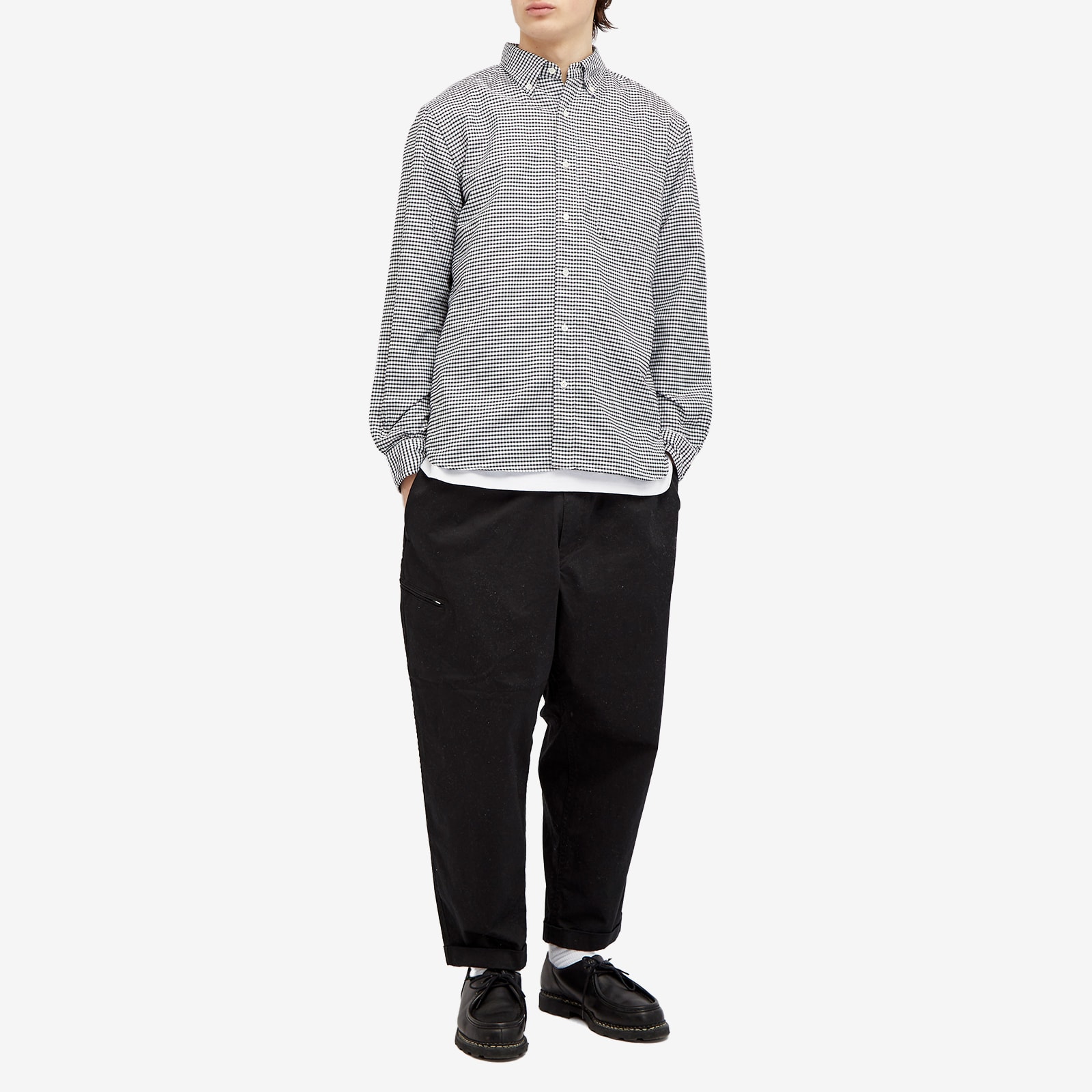 Men's Button Down Gingham Oxford Shirt in Black