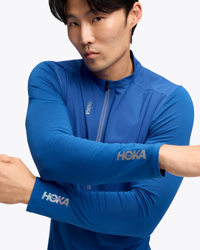 HOKA Men's SkyBreeze Long Sleeve Zip Shoes in Ultramarine