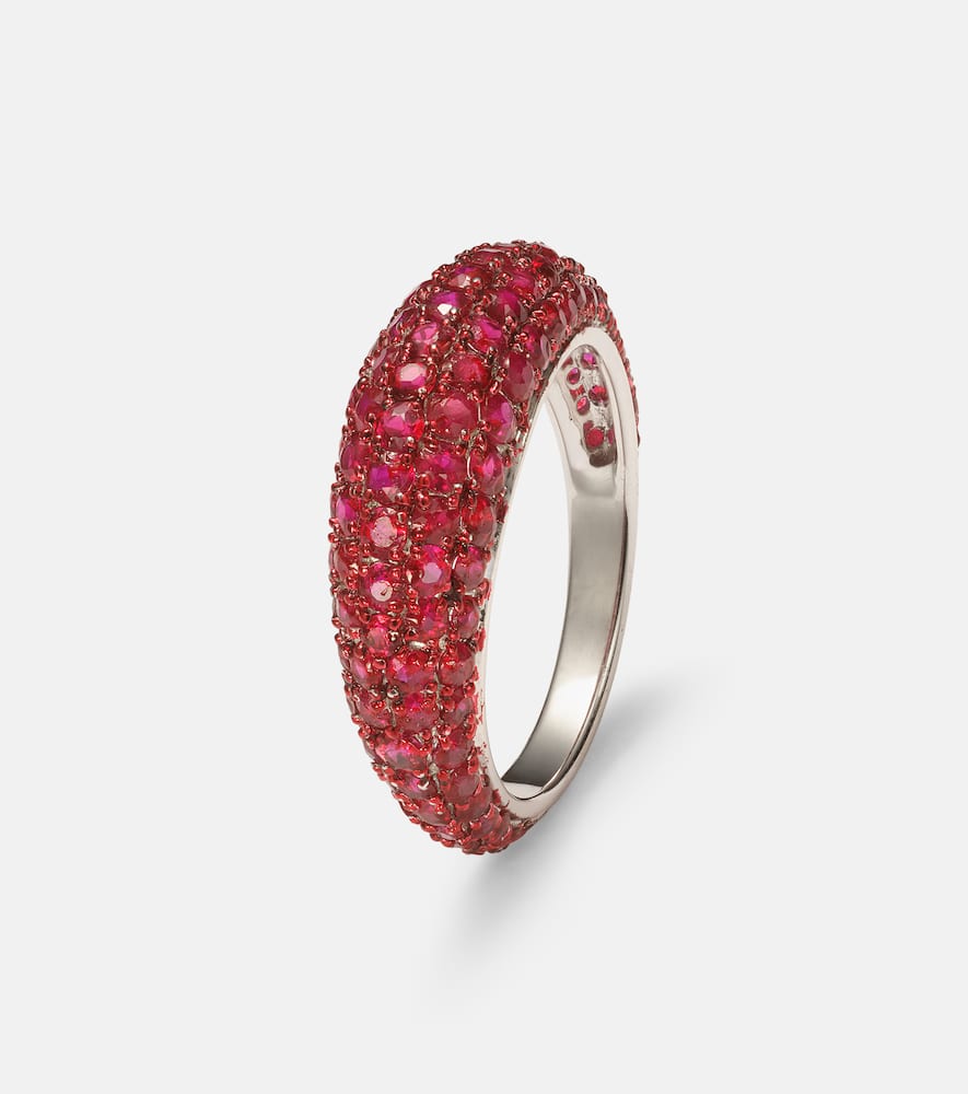 Kamyen Disco 18kt white gold ring with ruby and diamonds