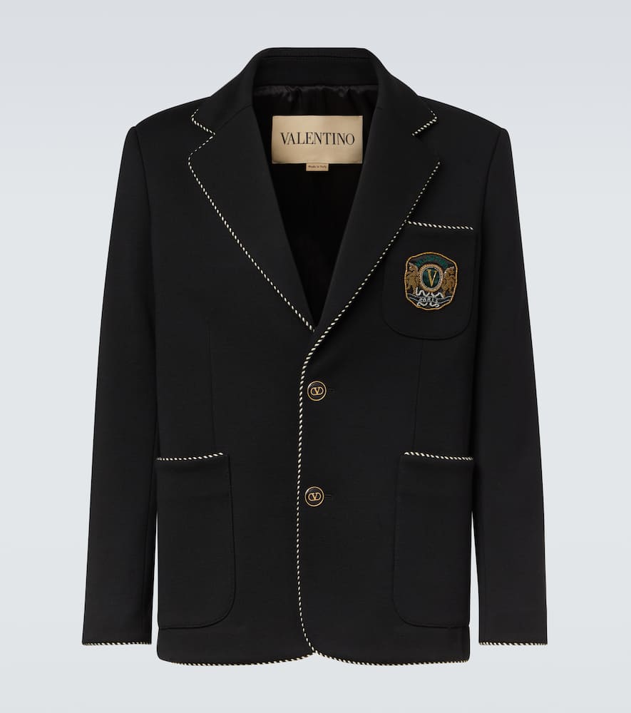 Embroidered virgin wool blazer