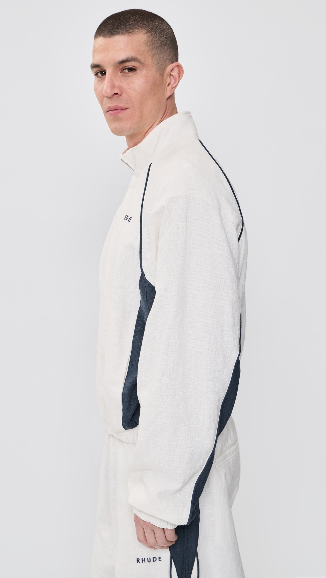 Ramona Piping Track Jacket White/Navy